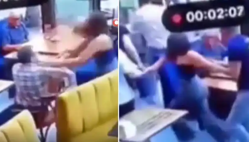 Garsona Tokat Atan Adam, Restoranda Dayak Yedi: O Anlar Kamerada!